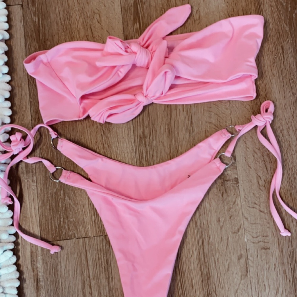 pink tie bikini